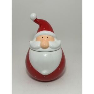 B Brands Ceramic Santa Claus Christmas Cookie Treat Jar Red Polka Dot 8 Inch